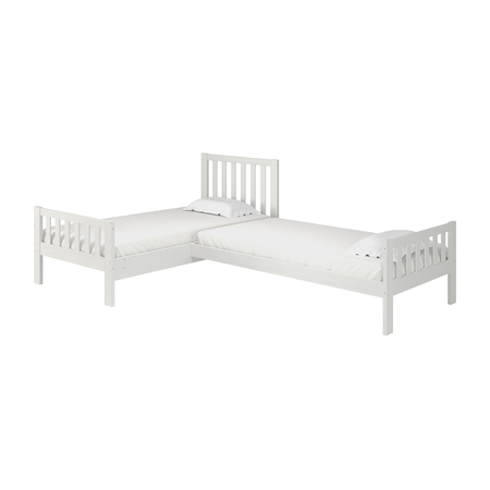 ALATERRE FURNITURE Aurora Corner L-Shaped Twin Wood Bed Set, White AJAU11WH